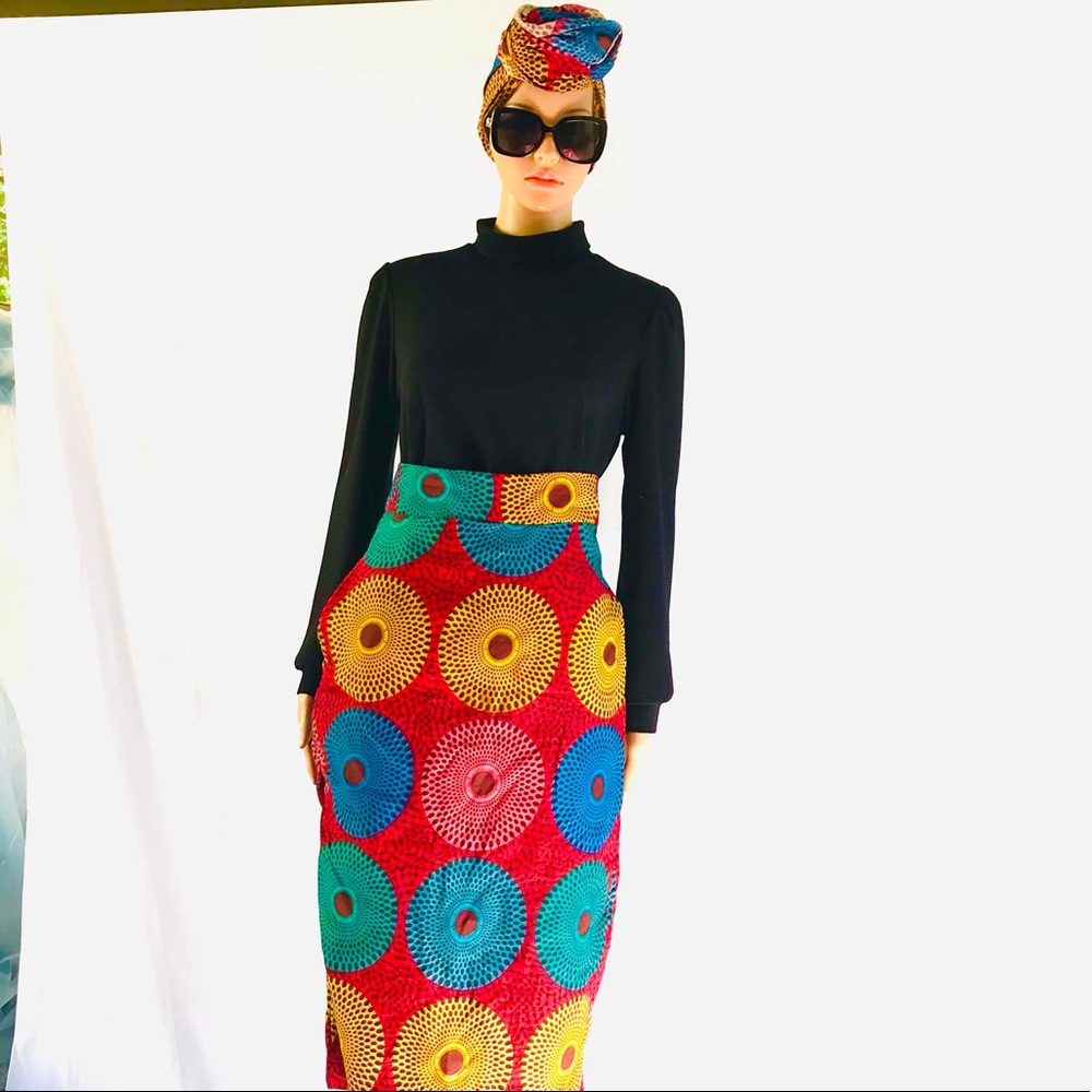 Ankara Pencil Skirt with Head Wrap